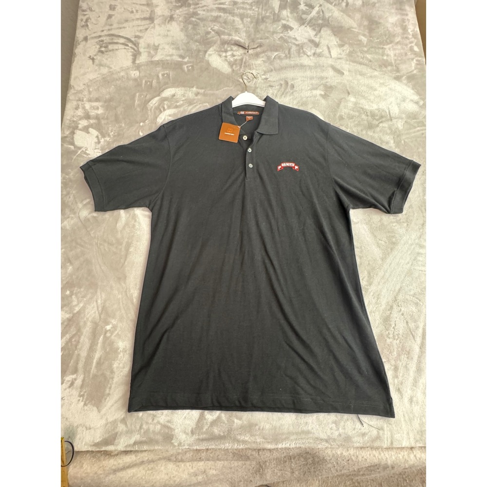 Harriton Mens XL Black 1st Ranger BN Embroidered Polo Shirt M265 NWT